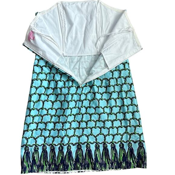 Lilly‎ Pulitzer Bowen Cameo White Macrame Me Print Strapless Dress Size 8 - Picture 7 of 10